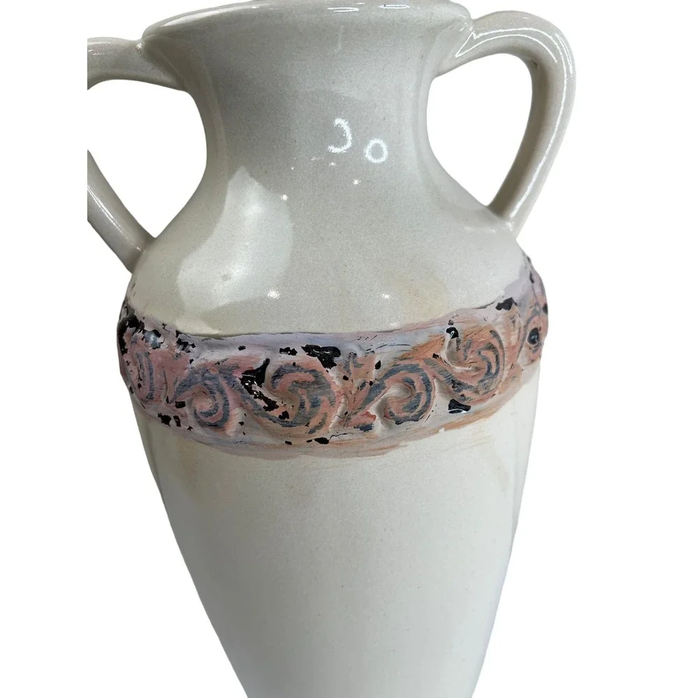 Decorative Vase Cream Tan Artistic Large‎ Classic Classy Vintage